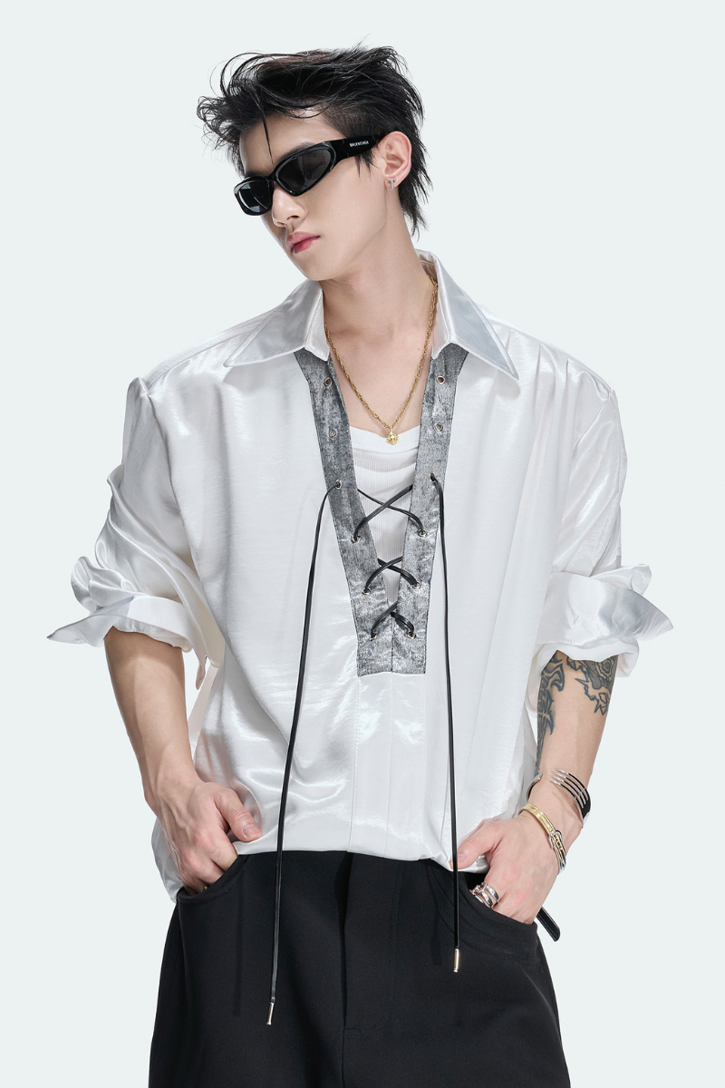 Cross Strap Satin Shirt