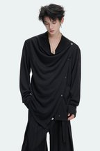 Textured Asymmetric Button Top