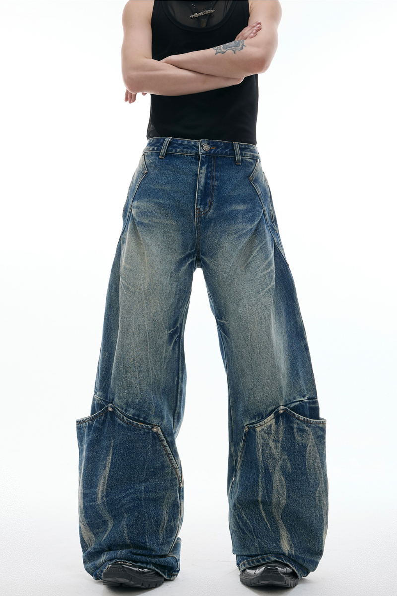 Washed Crackle Blade Jeans