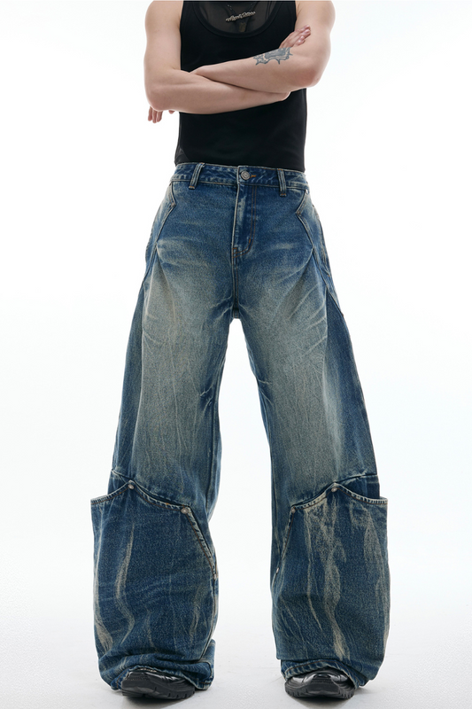 Washed Crackle Blade Jeans