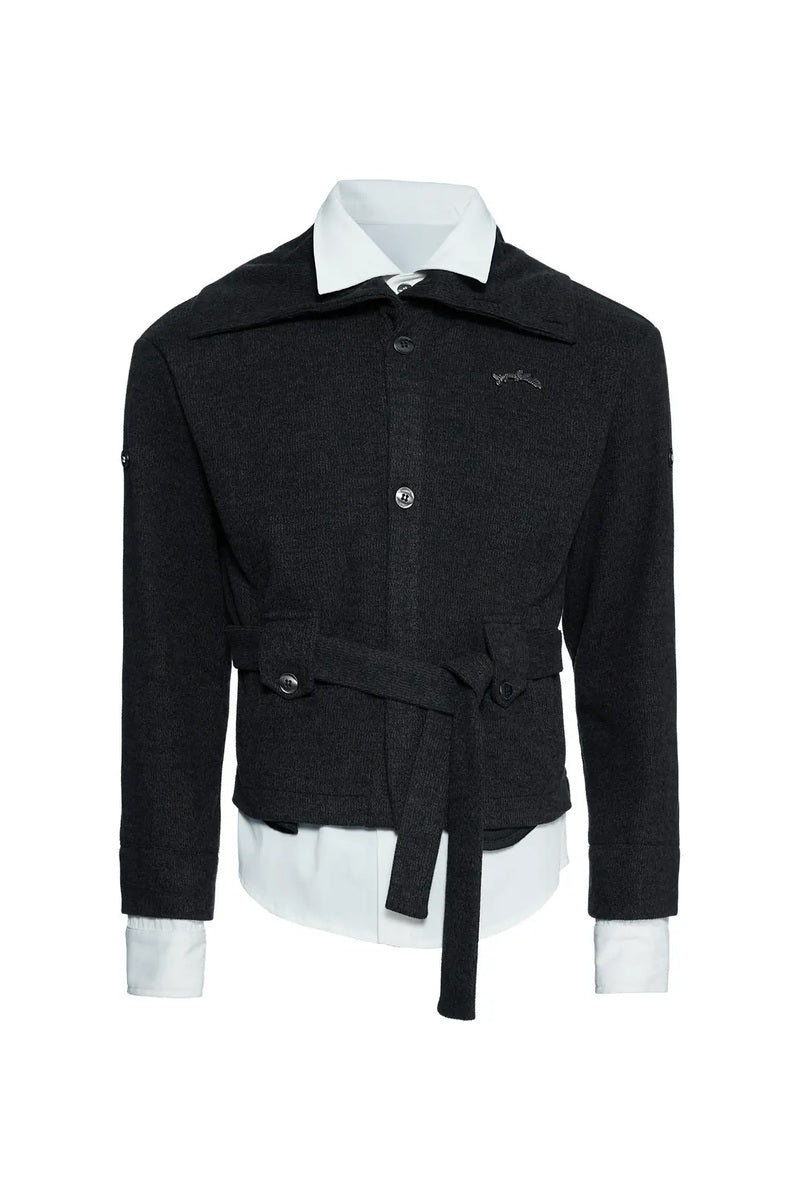 Belted Layered Knit Cardigan