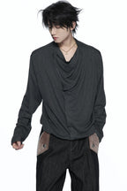 Asymmetric Draped Cowl Neck Top