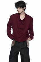 Asymmetric Draped Cowl Neck Top