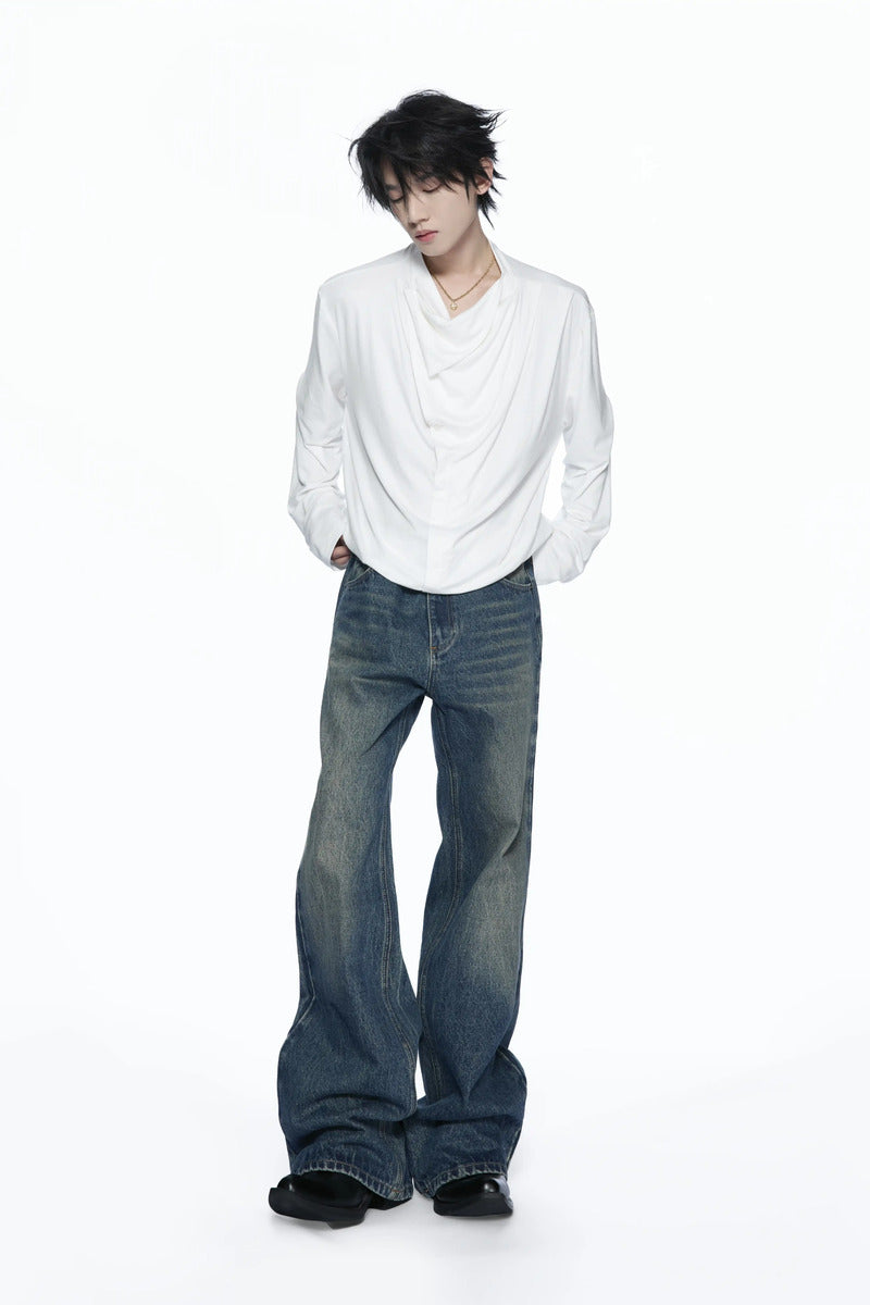 Asymmetric Draped Cowl Neck Top