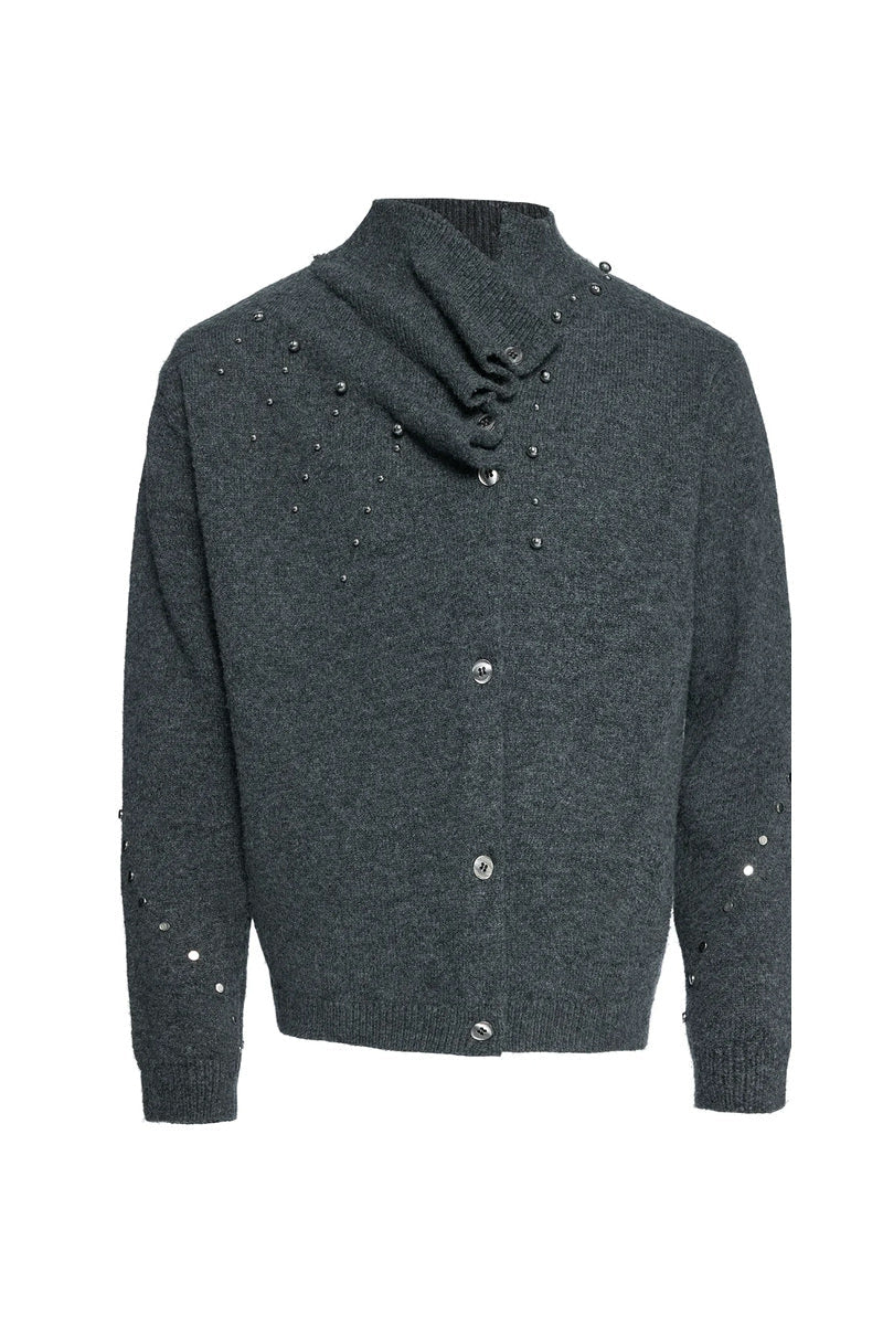 Studded Asymmetric Wool Blend Sweater