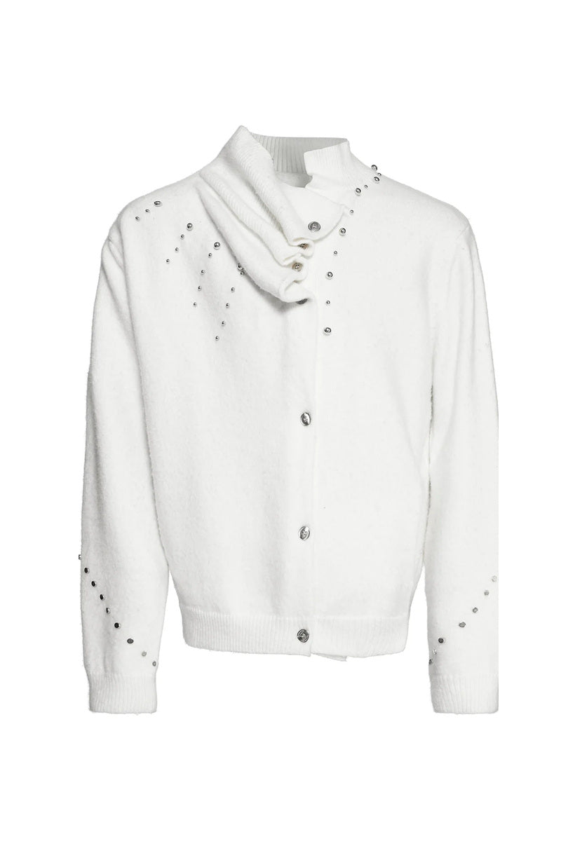 Studded Asymmetric Wool Blend Sweater