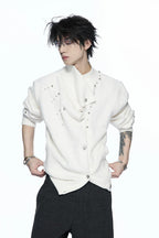 Studded Asymmetric Wool Blend Sweater