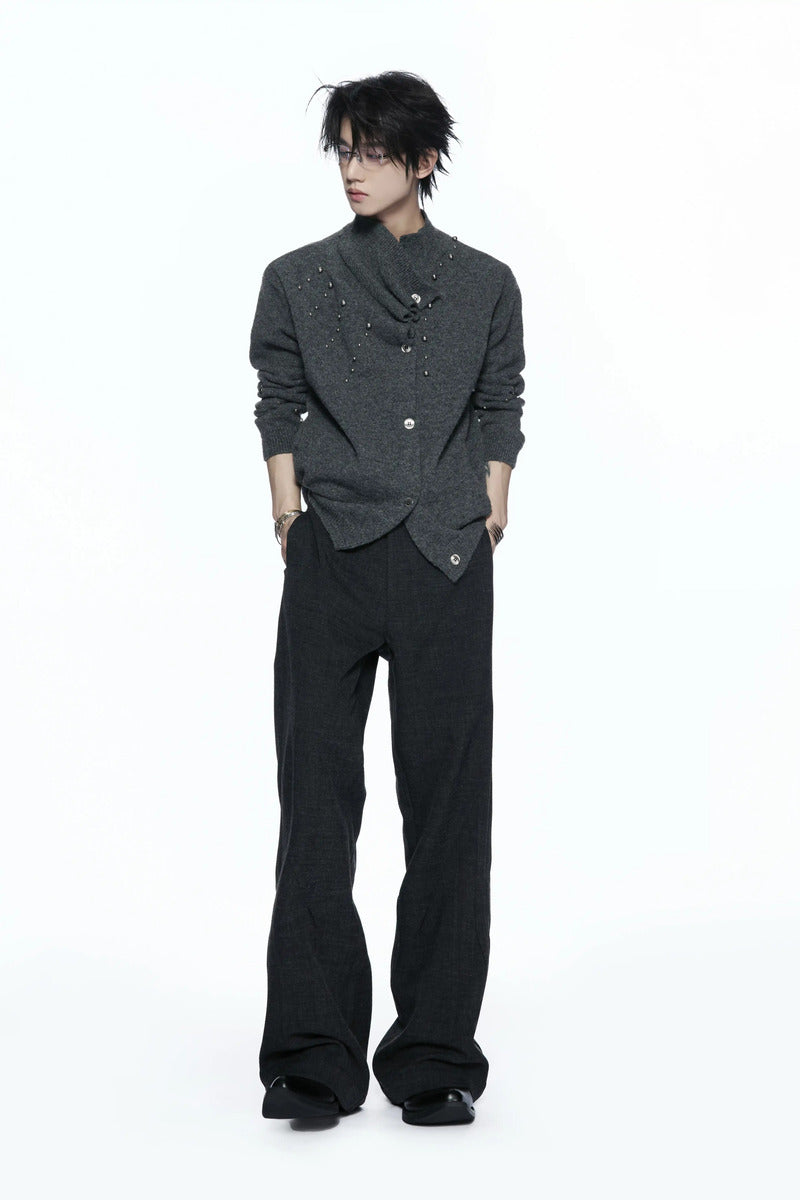 Studded Asymmetric Wool Blend Sweater