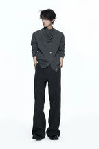 Studded Asymmetric Wool Blend Sweater