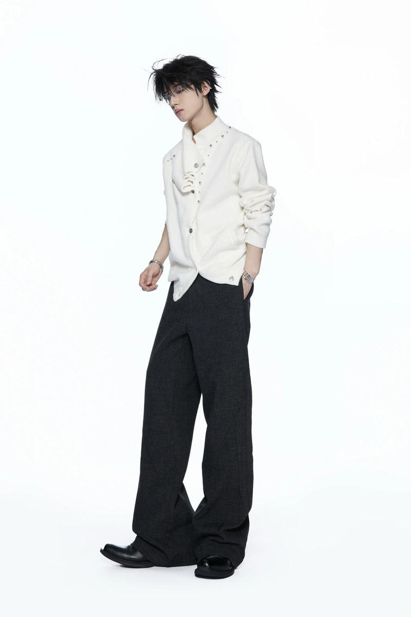Studded Asymmetric Wool Blend Sweater