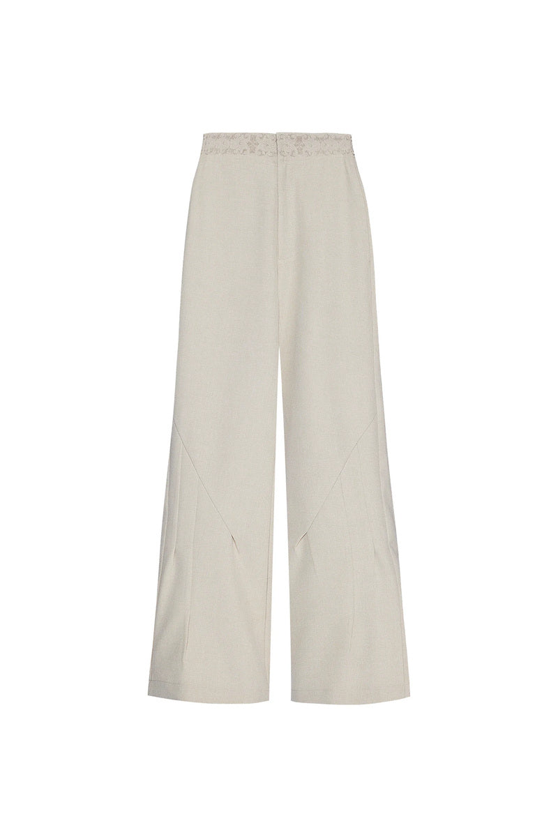 Embroidered Jacquard Flared Trousers