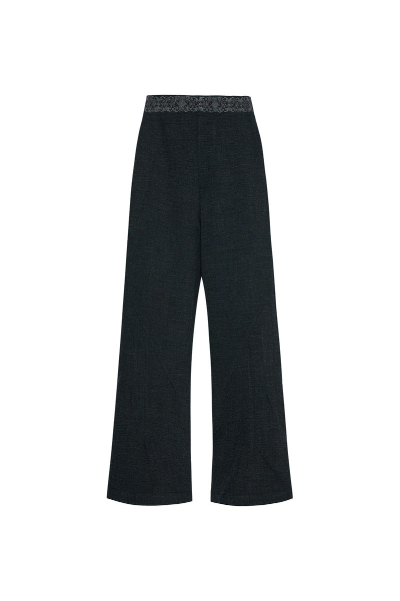 Embroidered Jacquard Flared Trousers