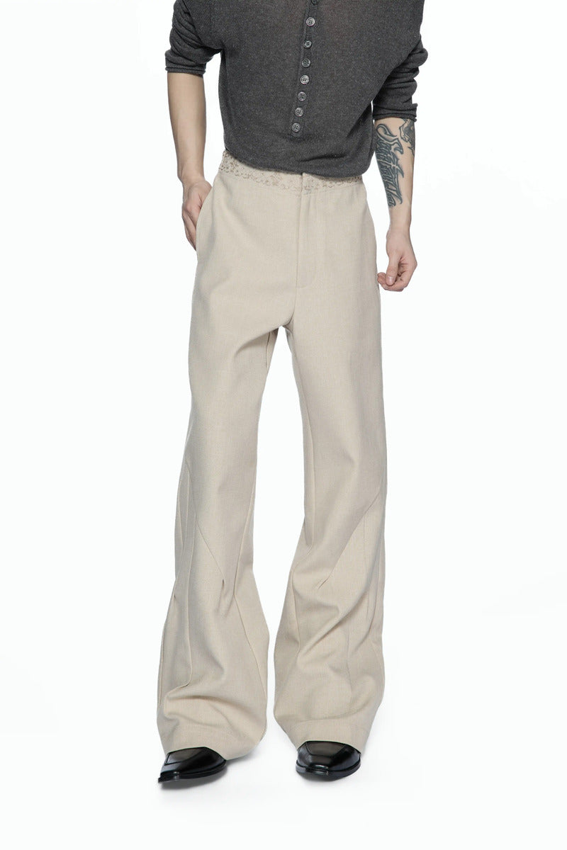 Embroidered Jacquard Flared Trousers