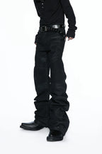 Multi Zip Waxed Biker Jeans