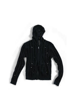 Star Studded Openwork Knit Hoodie