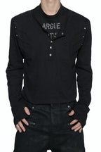 Distressed Rhinestone Layered Henley