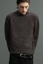 Ribbed Wool Blend Crewneck Sweater