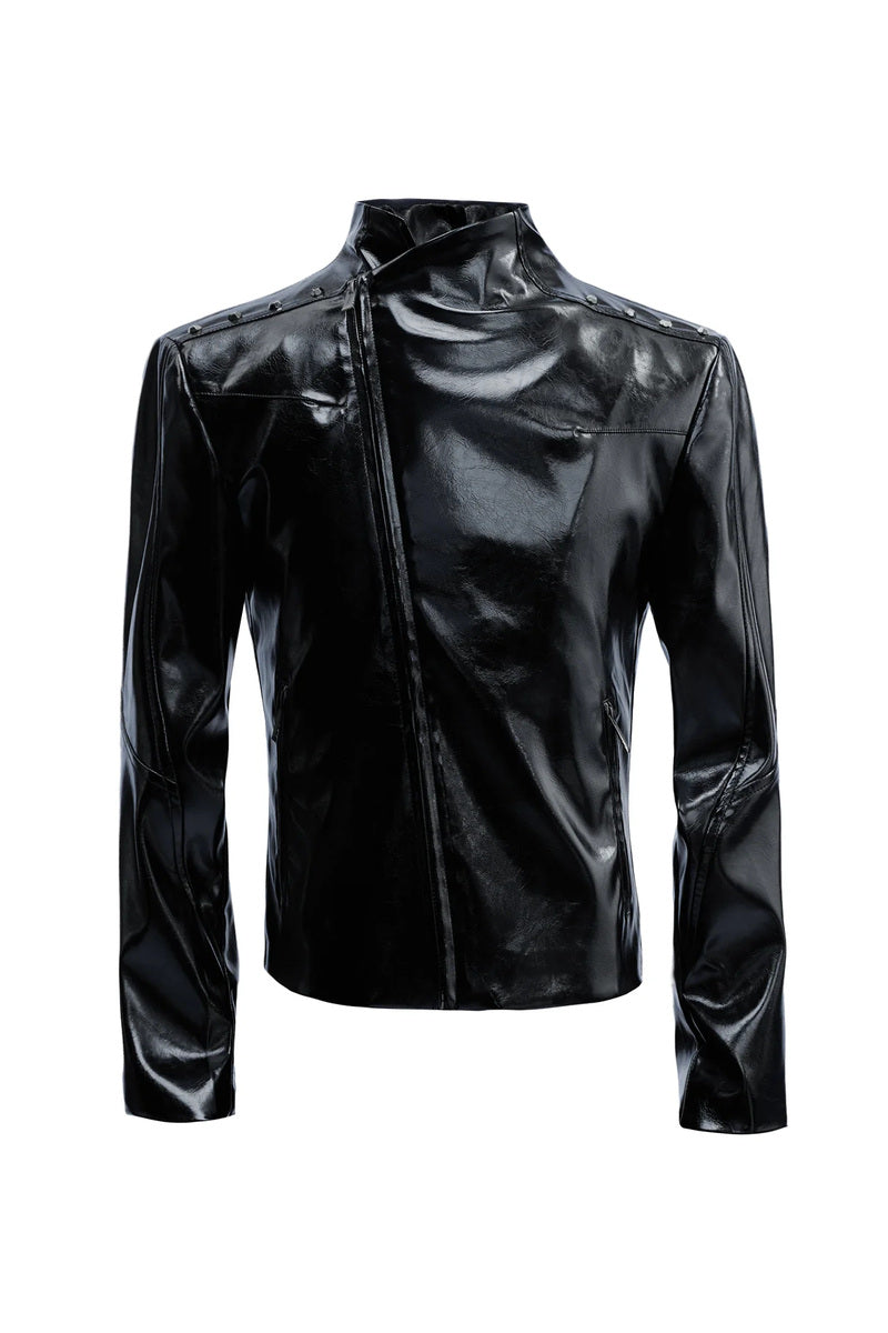 Cropped Glossy Croc Jacket