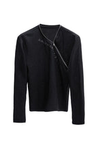 Rhinestone Asymmetric Zip Top