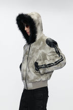 Snake Panel Faux Fur Jacket
