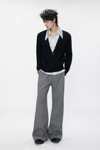 Embroidered Crossover Flared Trousers