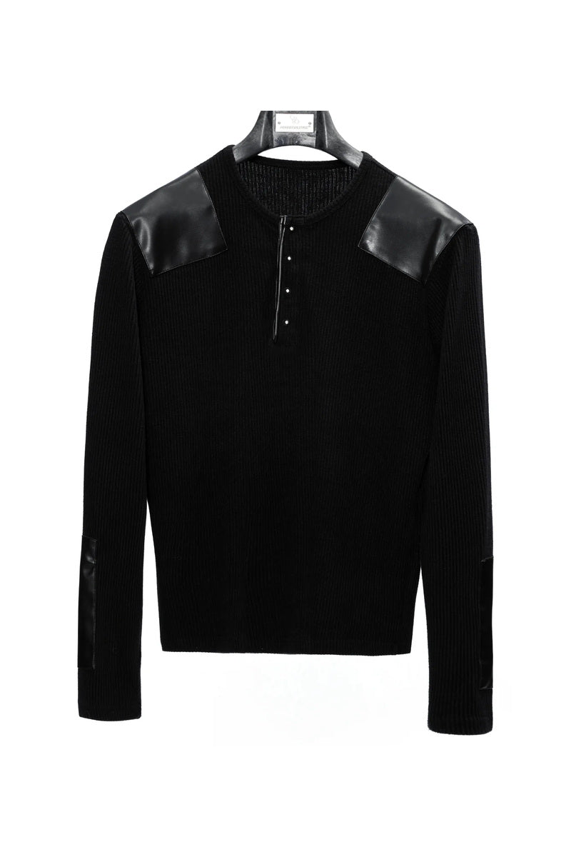 Studded Ribbed Henley Top