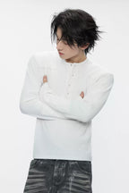 Studded Ribbed Henley Top