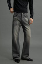 Faded Waxed Flared Jeans