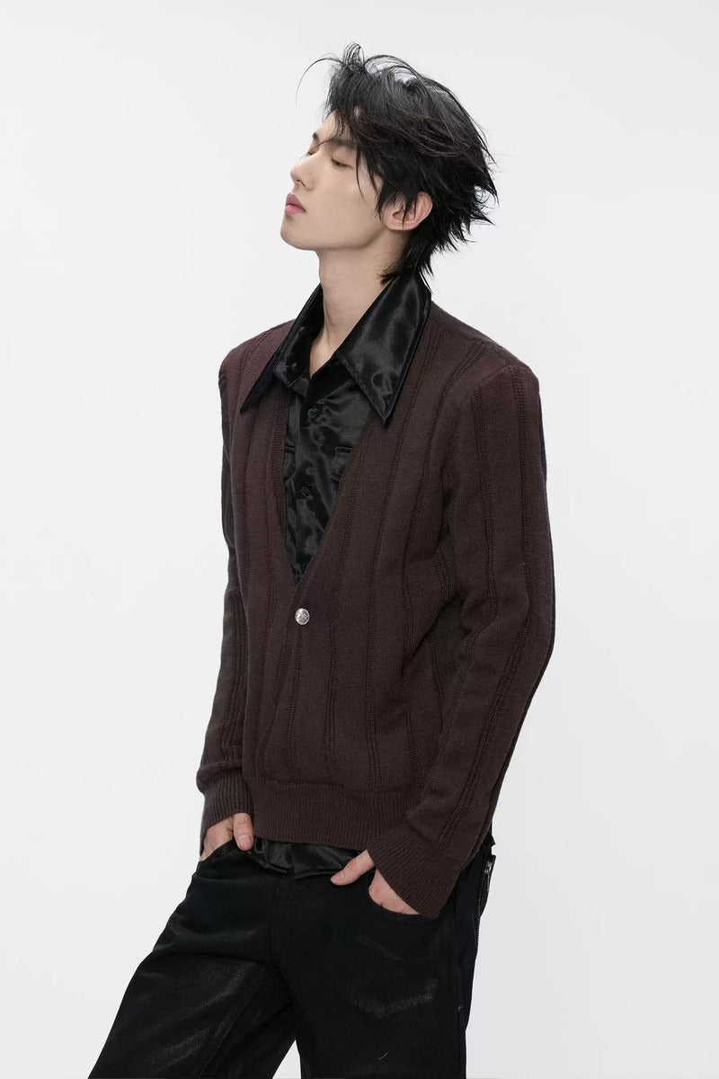 Satin Collar Layered Sweater