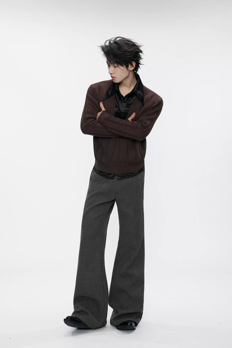 Satin Collar Layered Sweater