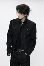 Distressed Multi Zip Denim Jacket