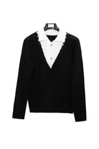 Layered Ribbed Wool Blend Sweater