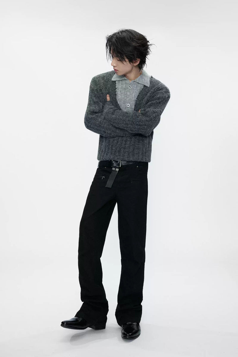 Layered Ribbed Wool Blend Sweater