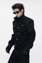 Textured Wool Blend Utility Jacket