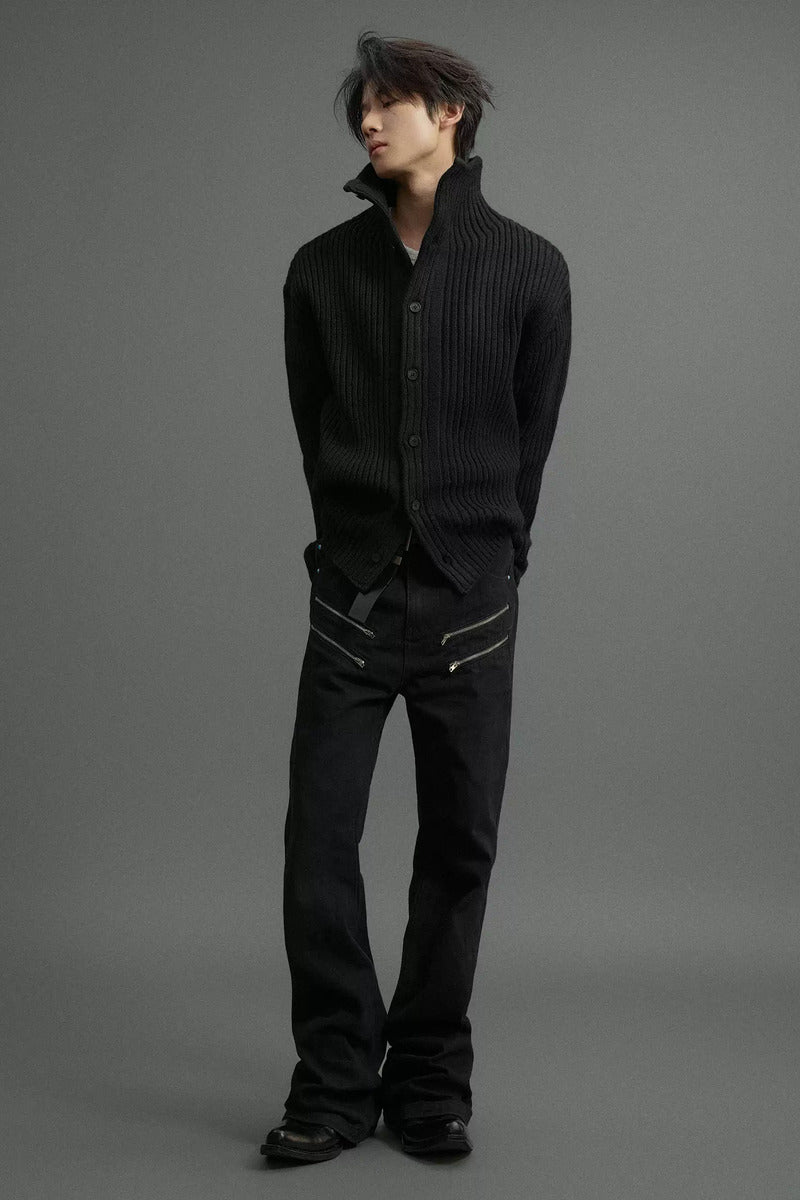 Heavy Ribbed Button Cardigan