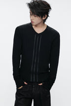 Panelled V Neck Longsleeve Top