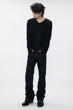 Panelled V Neck Longsleeve Top