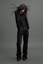 Panelled V Neck Longsleeve Top