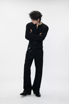 Pleated Half Zip Henley Top