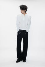 Pleated Half Zip Henley Top