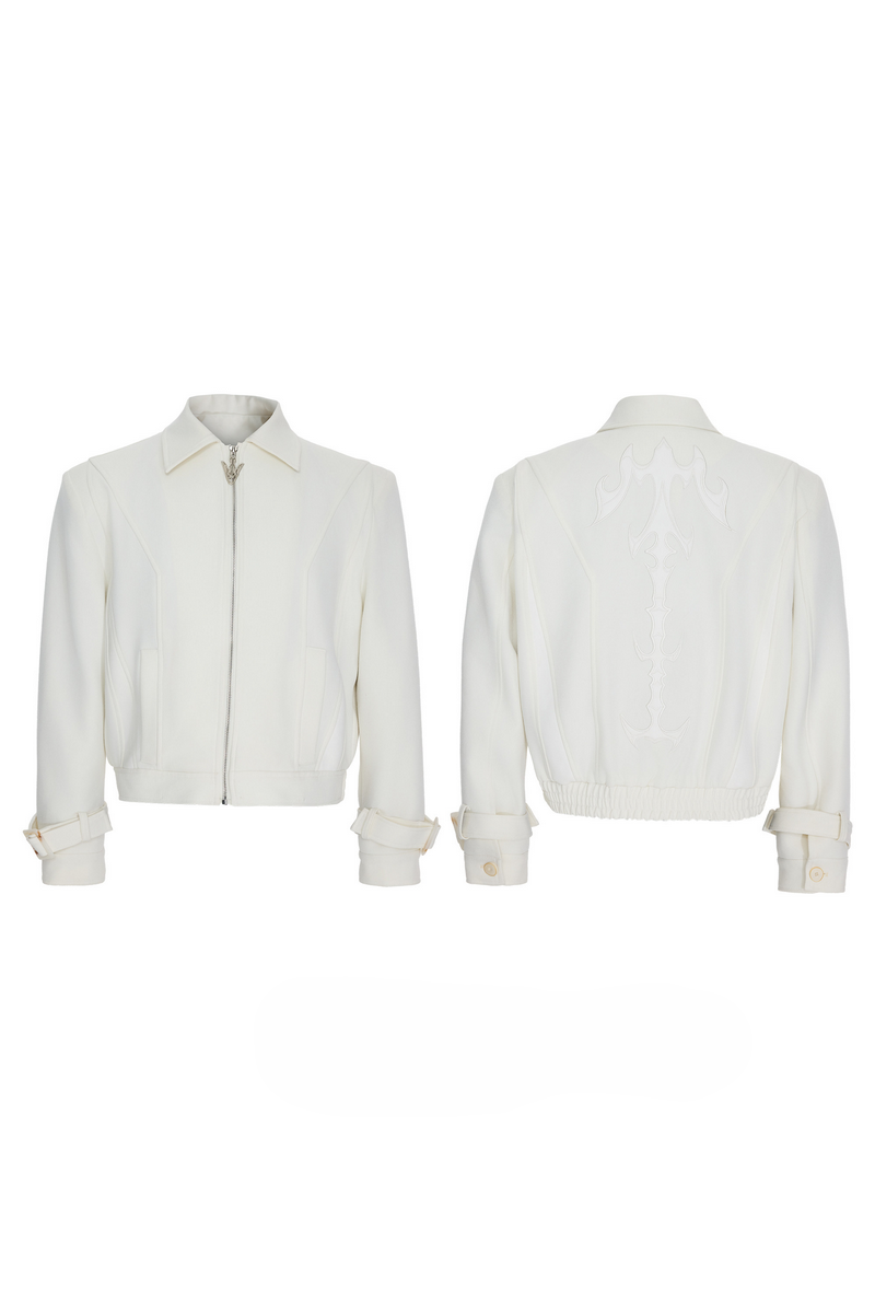 Embroidered Leather Panel Jacket