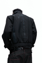 Embroidered Leather Panel Jacket