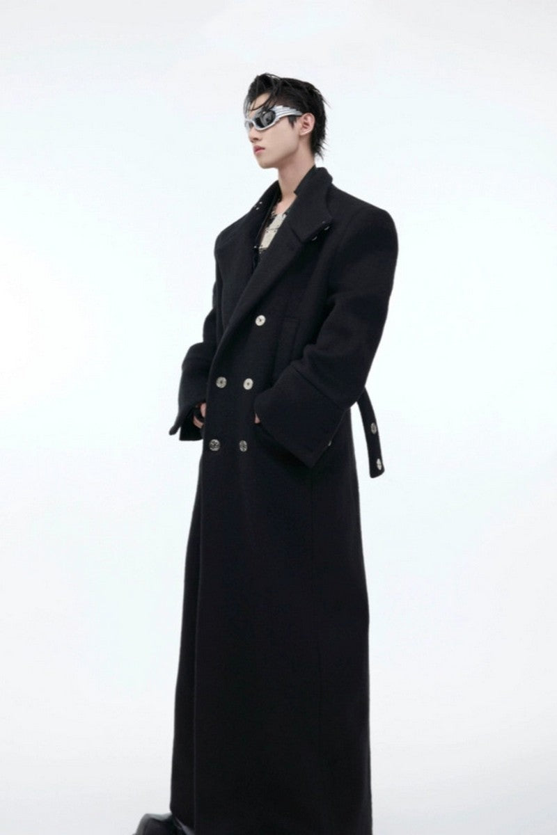 Metal Clasp Oversized Wool Overcoat