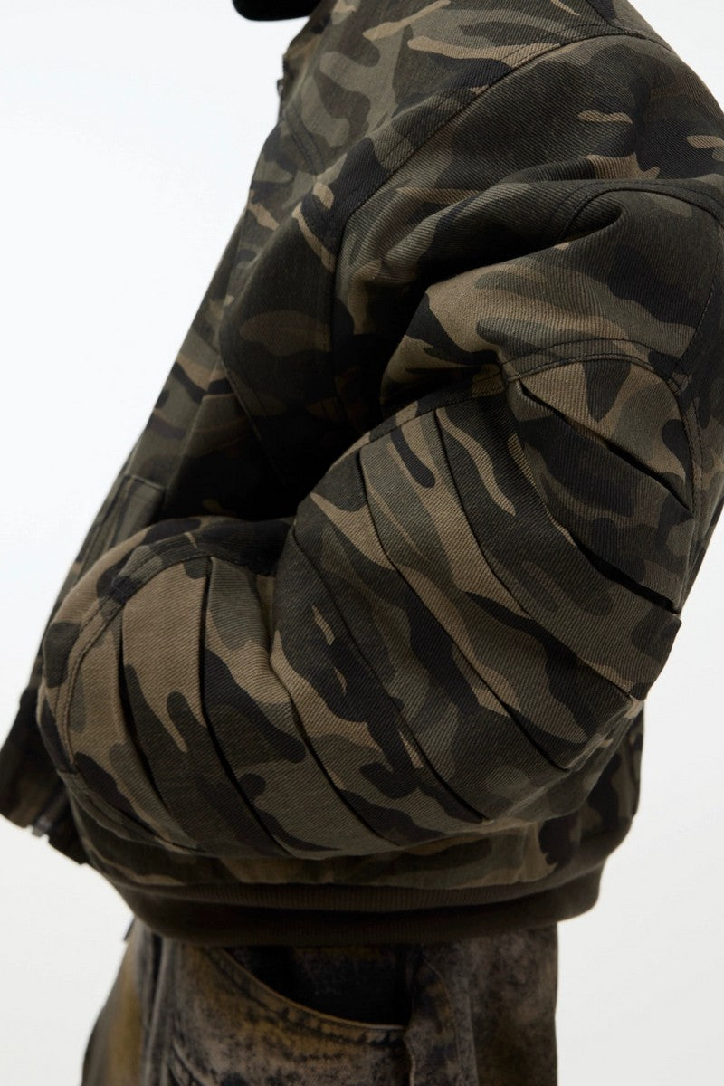 Vintage Camo Padded Bomber Jacket