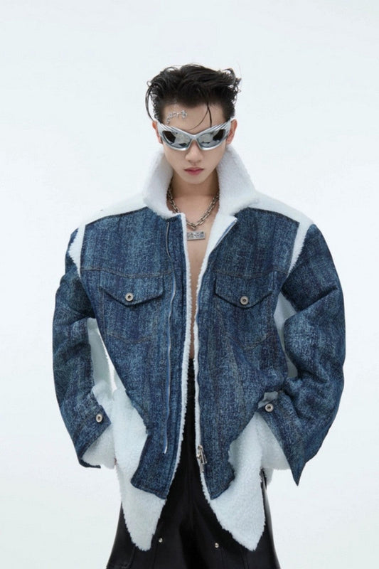 Sherpa Lined Denim Layered Jacket