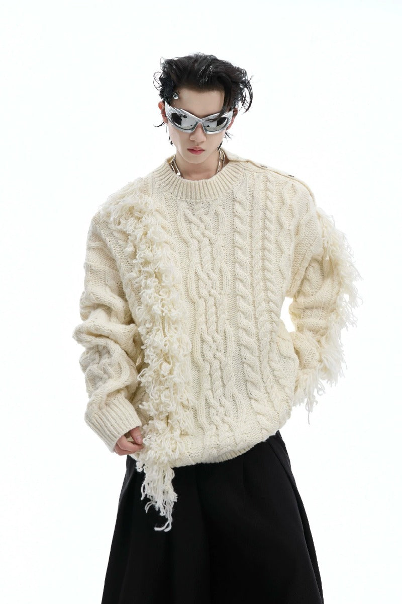 Ribbed Metal Button Knit Sweater