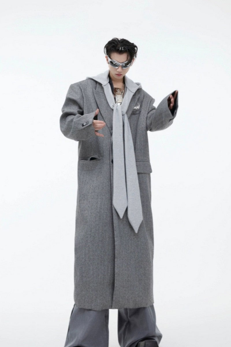 Oversized Hooded Wool Long Coat