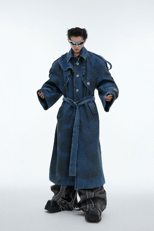 Washed Layered Padded Denim Coat