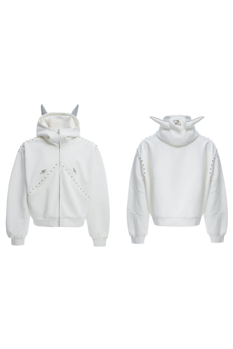 Dog Ears Studded Hoodie