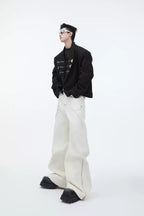 PU Leather Patchwork Cargo Trousers
